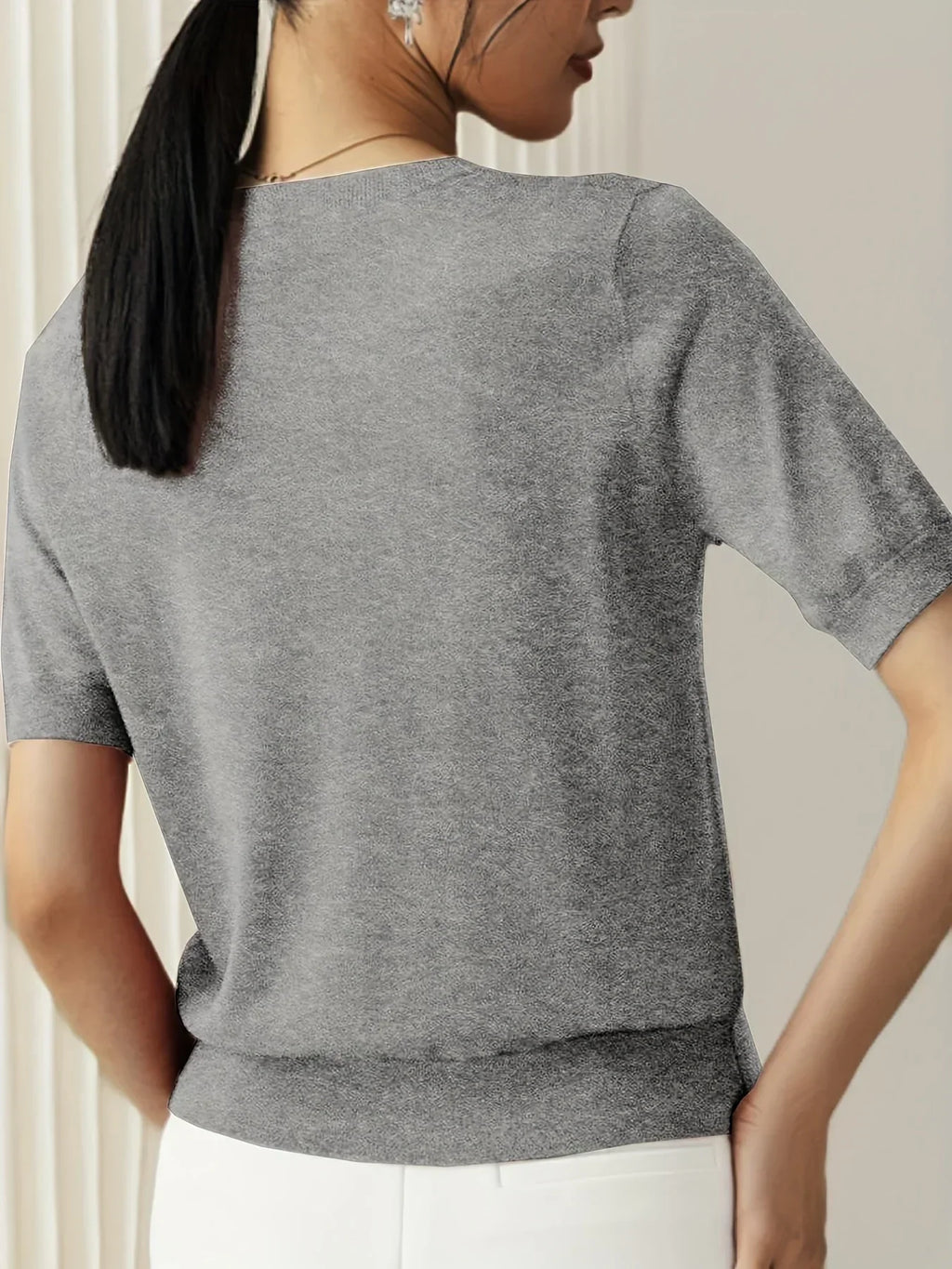Soft Knit Short Sleeve Sweater