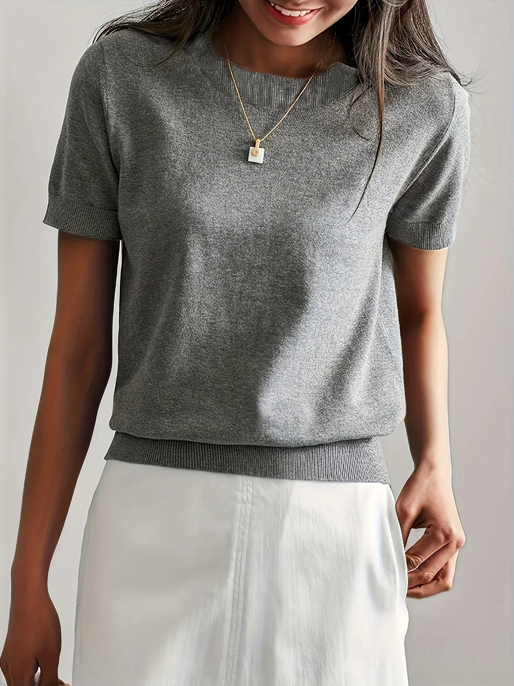 Soft Knit Short Sleeve Sweater