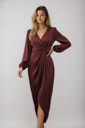 Wrap Long Sleeve Midi Dress