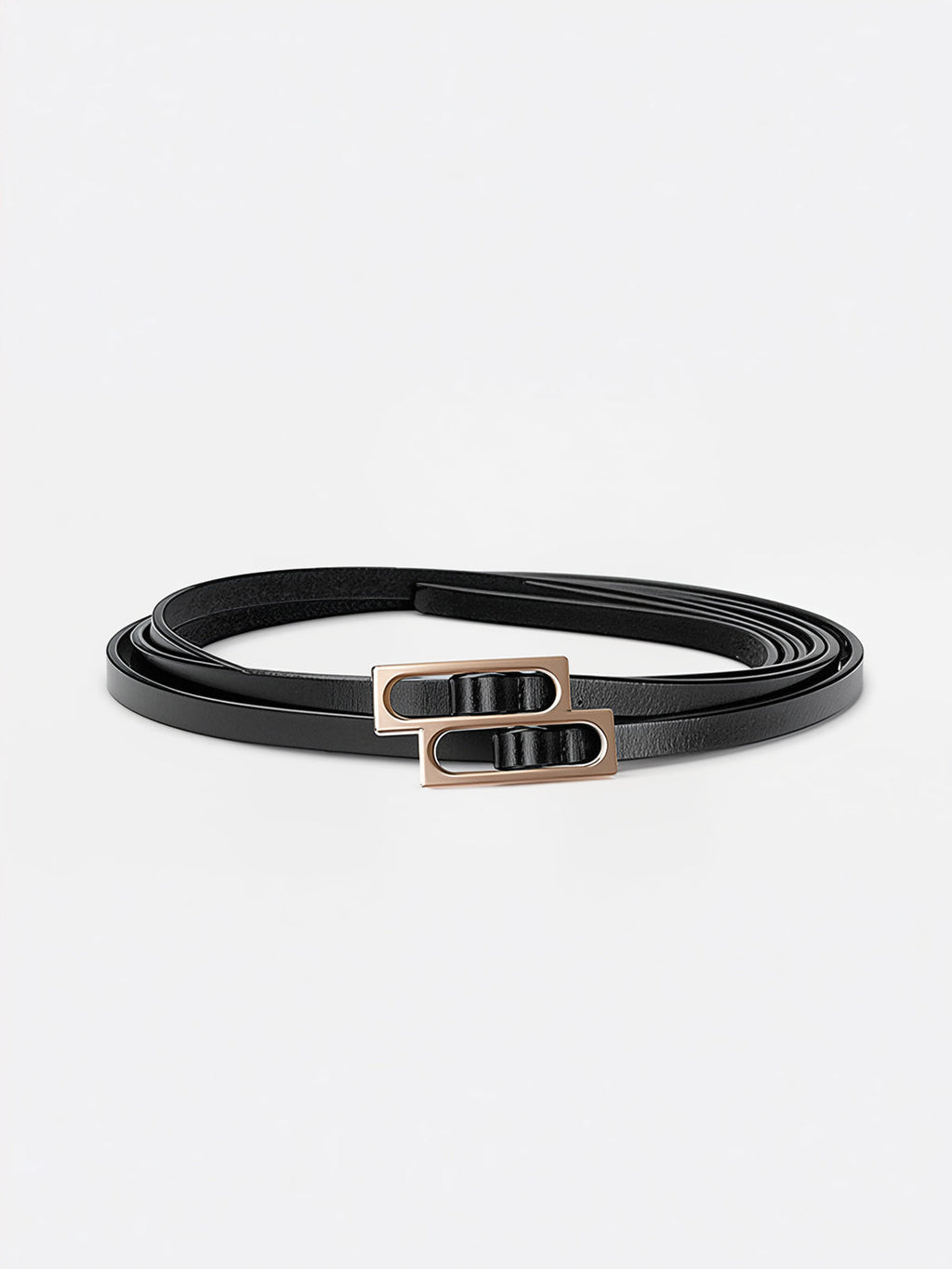 Thin Double Loop Buckle Waist Belt