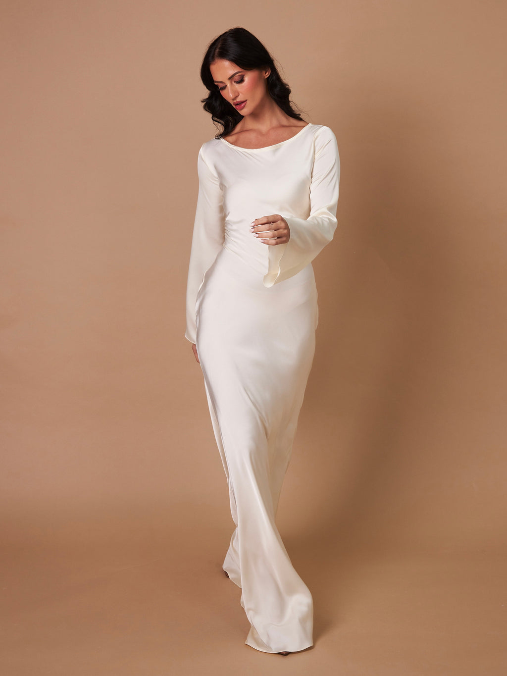 Satin Cowl Neck Maxi Dress
