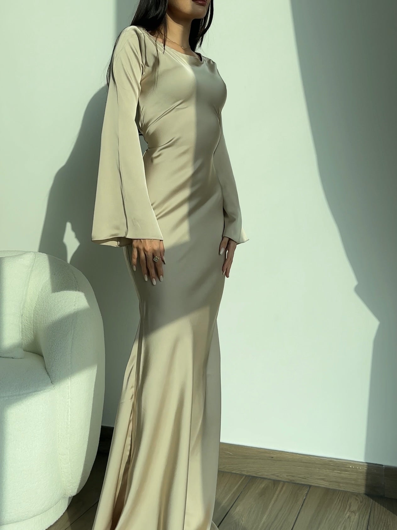 Satin Cowl Neck Maxi Dress