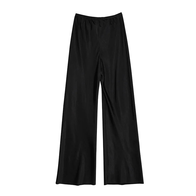 Relaxed Glossy Wide Leg Trousers
