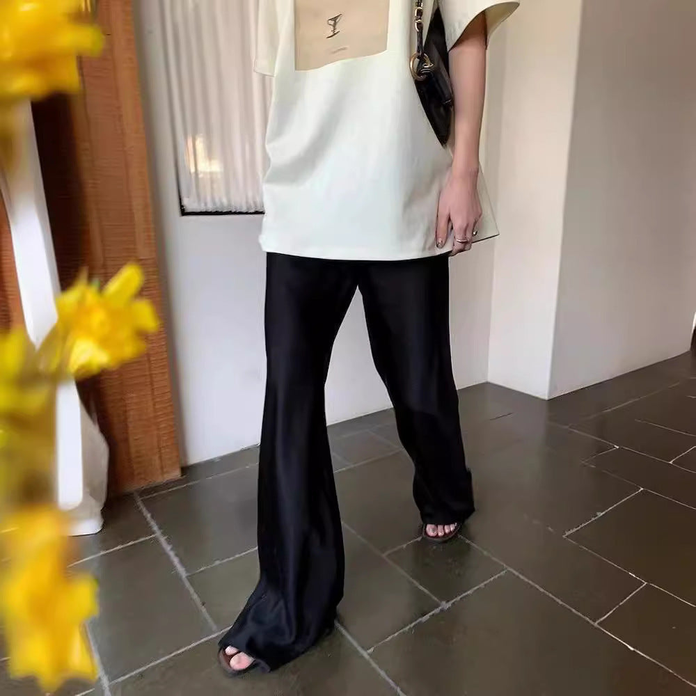 Relaxed Glossy Wide Leg Trousers