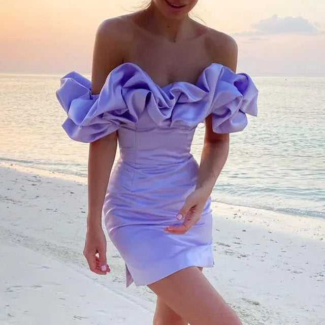 Mini Off Shoulder Ruched Cocktail Dress