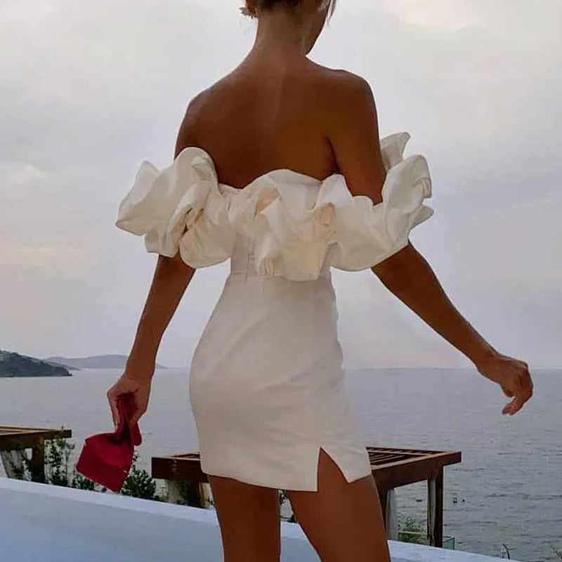 Mini Off Shoulder Ruched Cocktail Dress