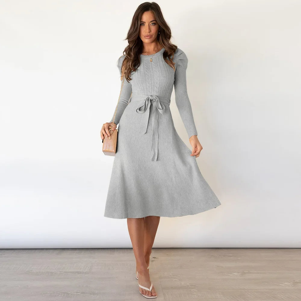 Knit Belted Midi Dress