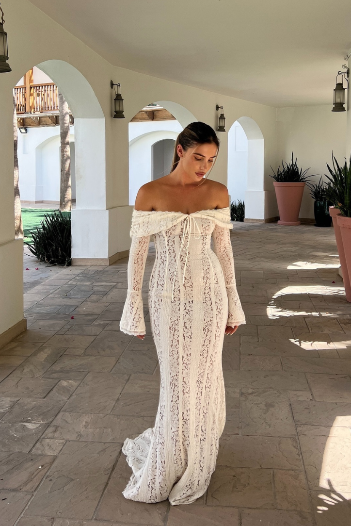 Lace Off Shoulder Maxi Dress