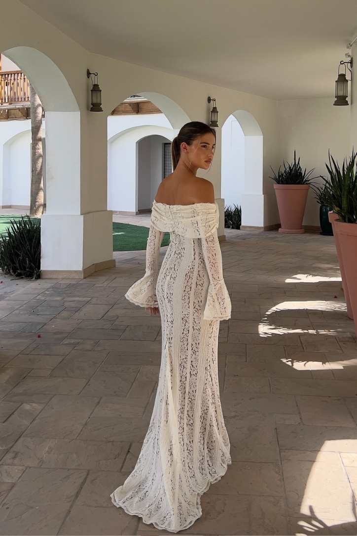 Lace Off Shoulder Maxi Dress
