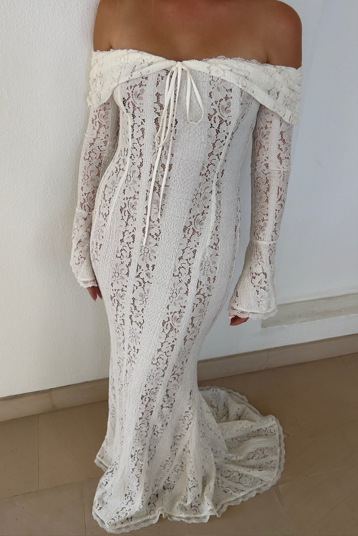 Lace Off Shoulder Maxi Dress