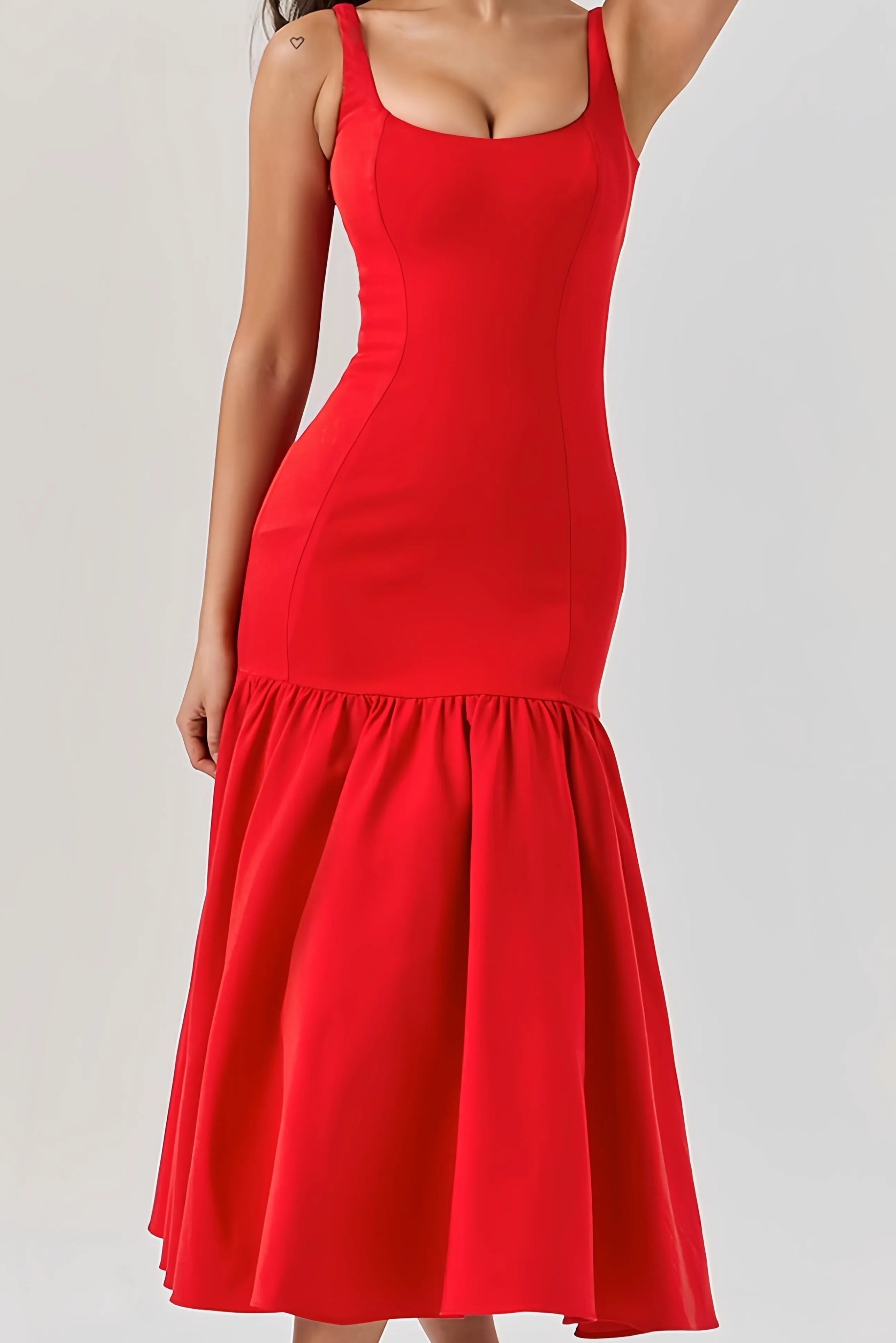 Sleeveless Flounce Midi Dress
