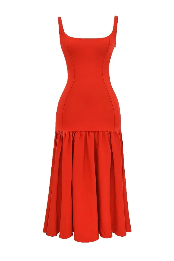 Sleeveless Flounce Midi Dress