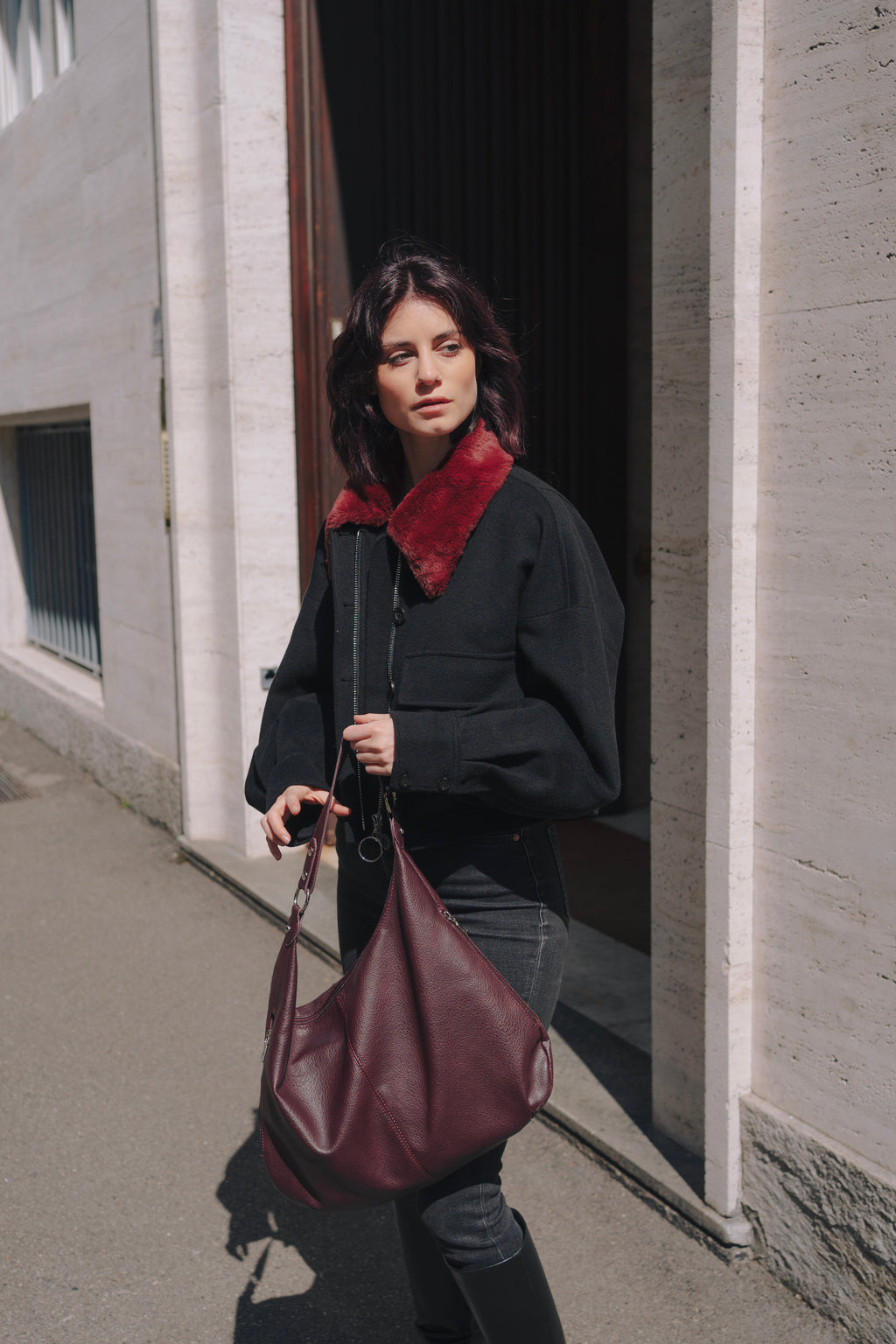 Vegan Leather Hobo Shoulder Bag