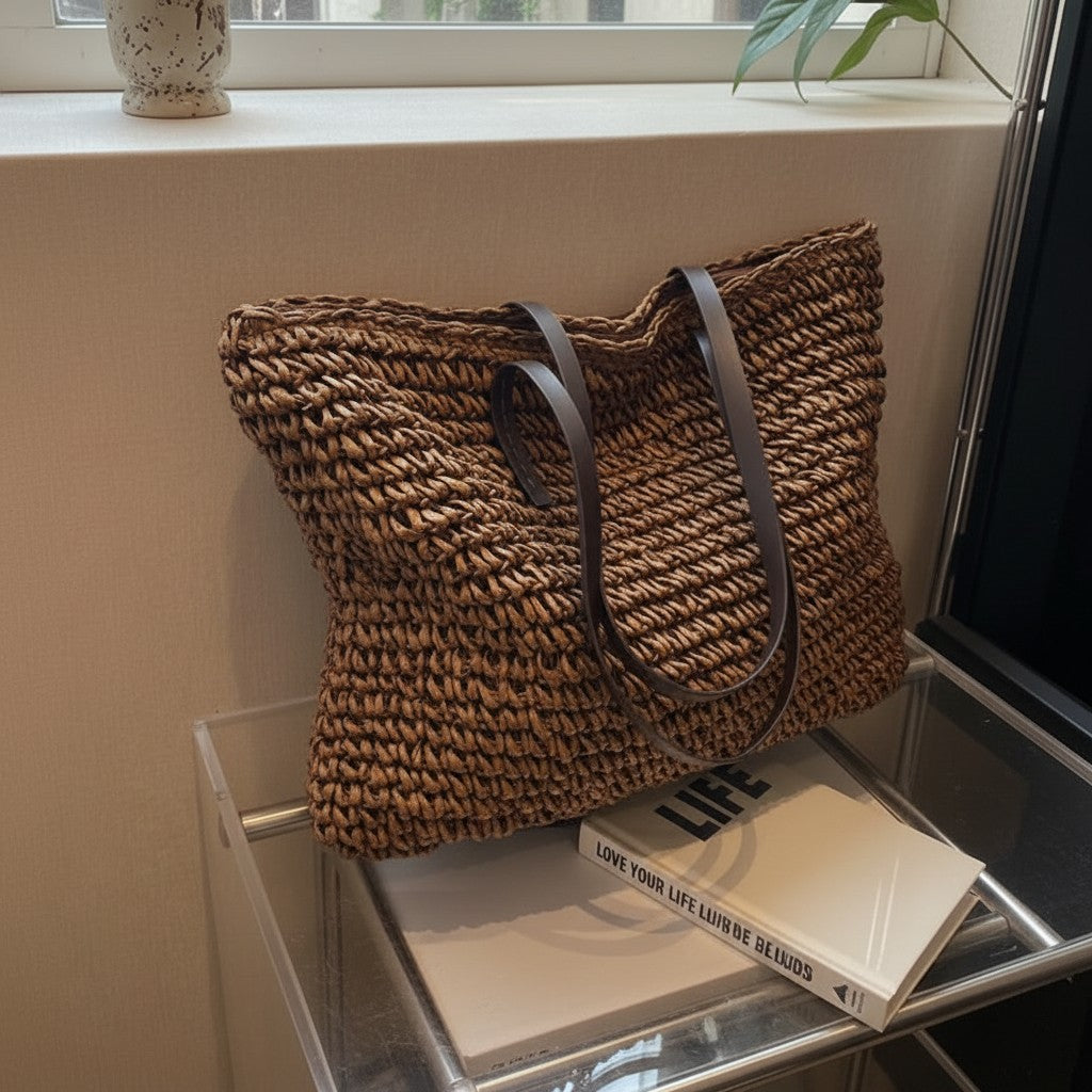 Summer Raffia Woven Tote Bag