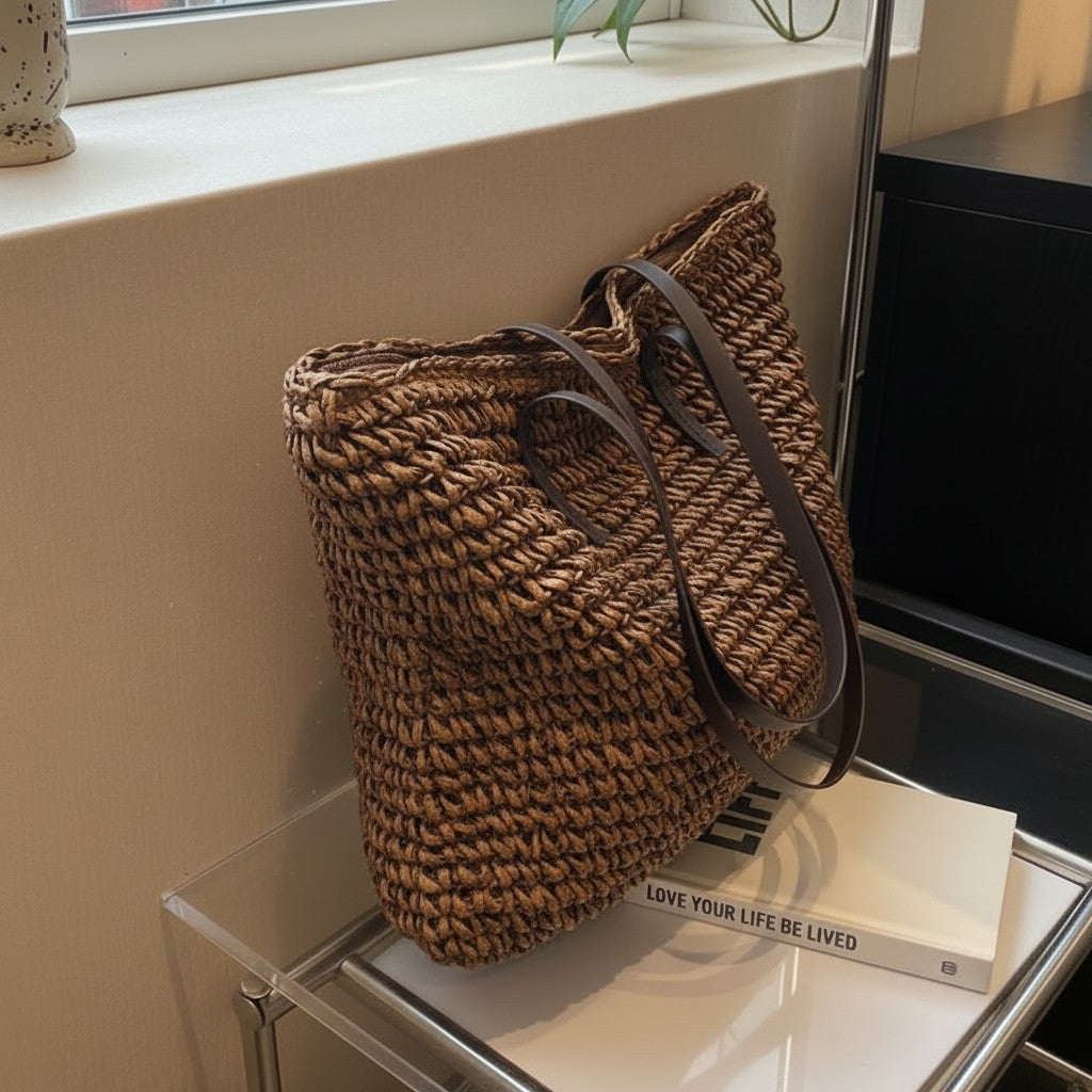 Summer Raffia Woven Tote Bag