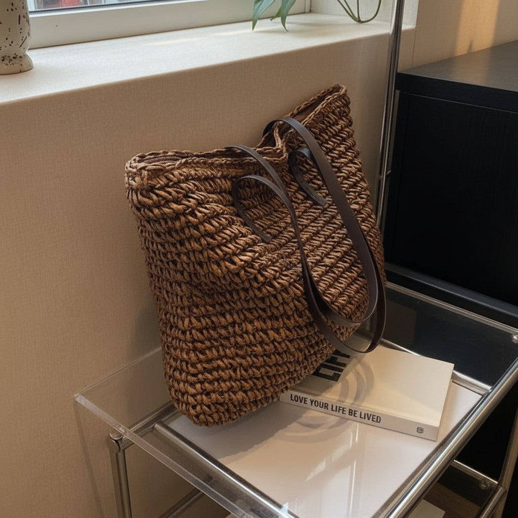 Summer Raffia Woven Tote Bag