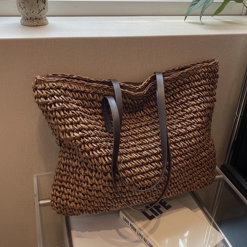 Summer Raffia Woven Tote Bag