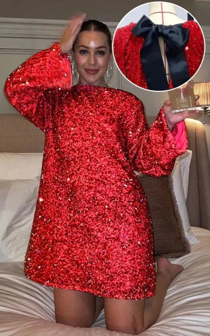 Sequin Long-Sleeve Mini Dress