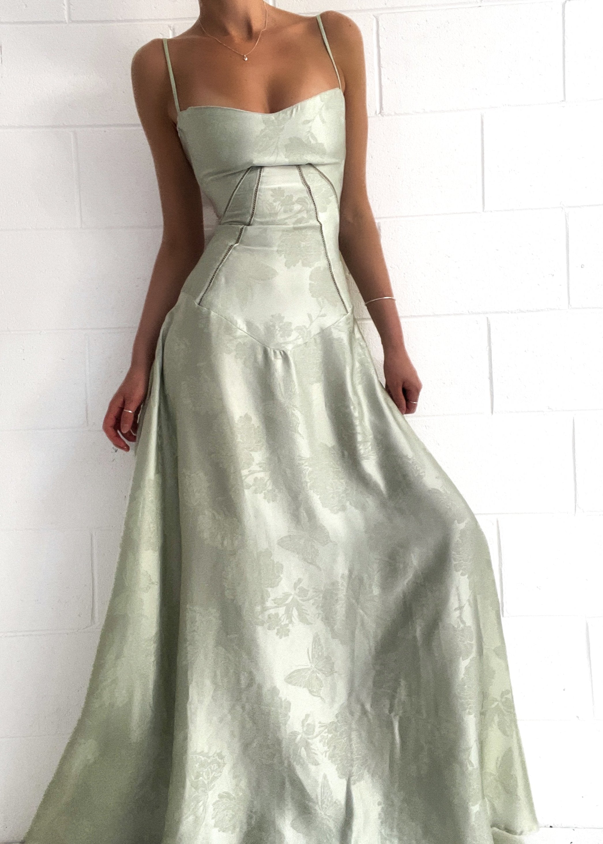 Pistachio Floral Maxi Dress