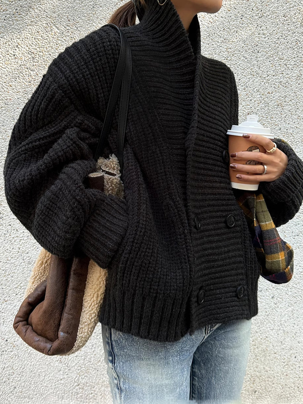 Chunky Double-Breasted Sweater