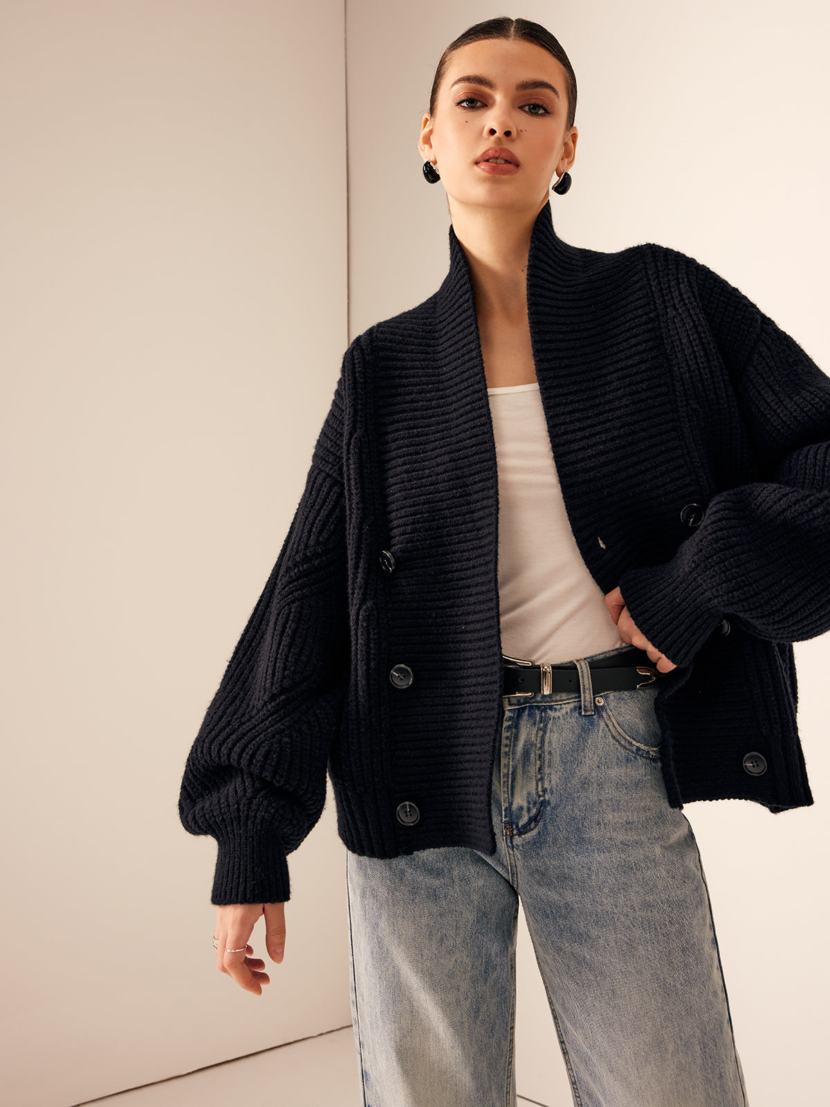 Chunky Double-Breasted Sweater