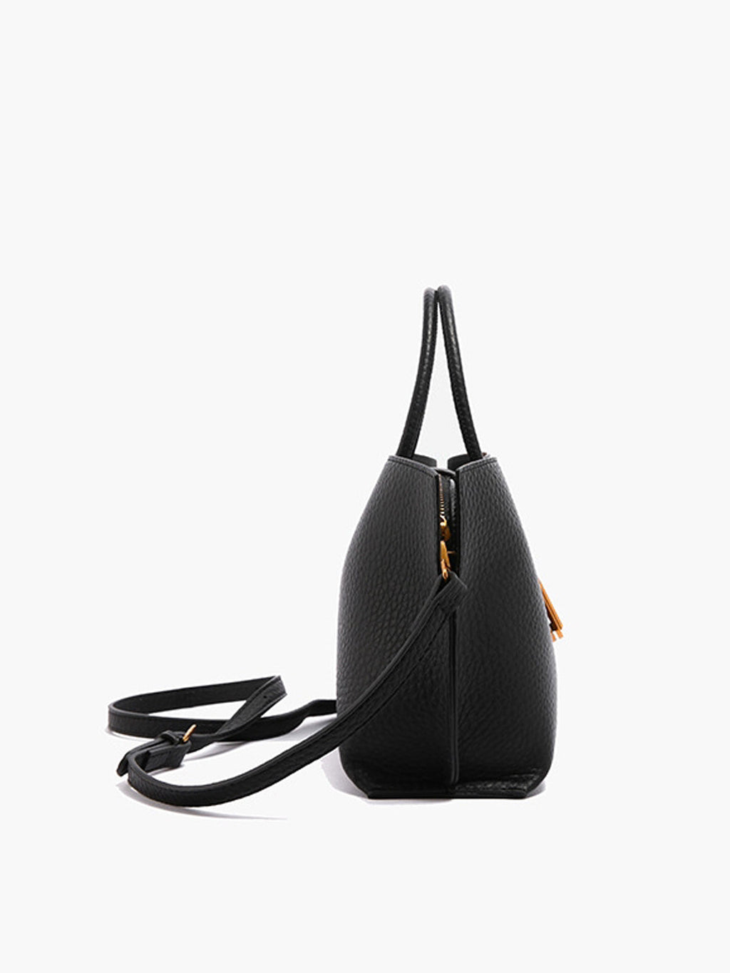 Pebbled Black Structured Shoulder Bag