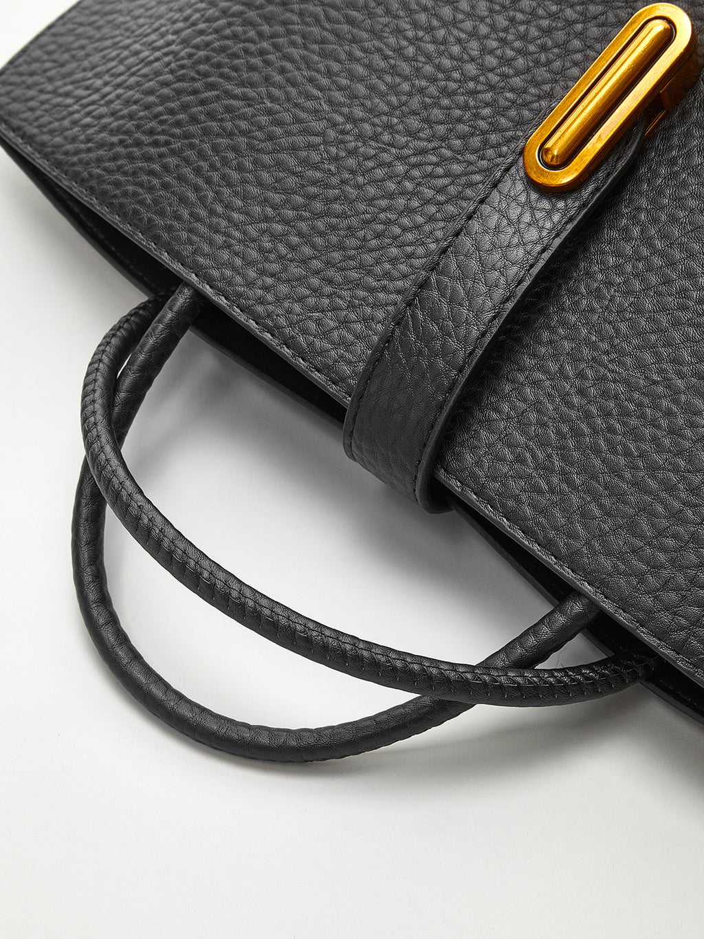 Pebbled Black Structured Shoulder Bag