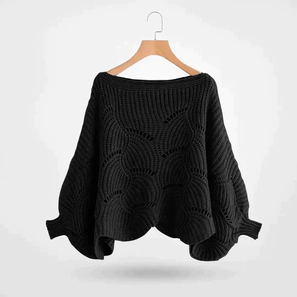 Textured Openwork Puff Sleeve Sweater