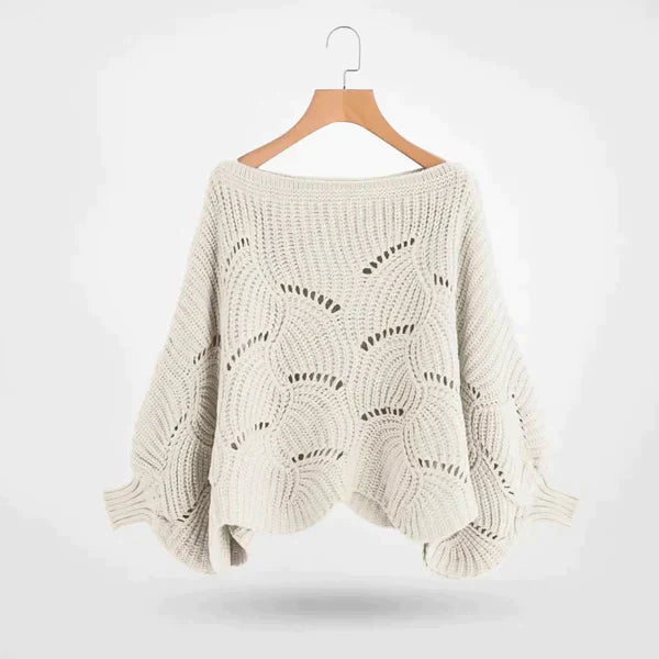 Textured Openwork Puff Sleeve Sweater