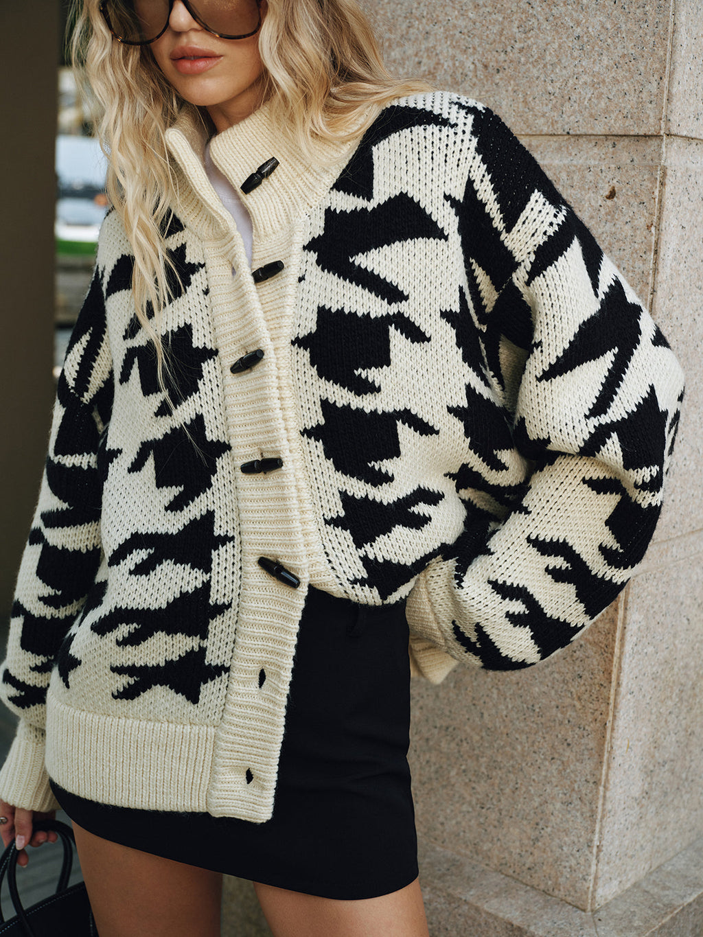 Houndstooth Toggle Cardigan