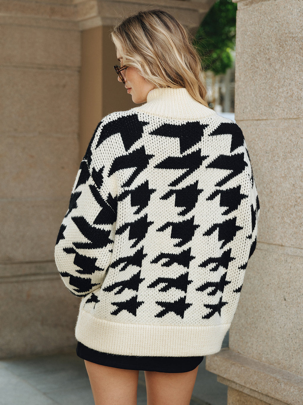 Houndstooth Toggle Cardigan