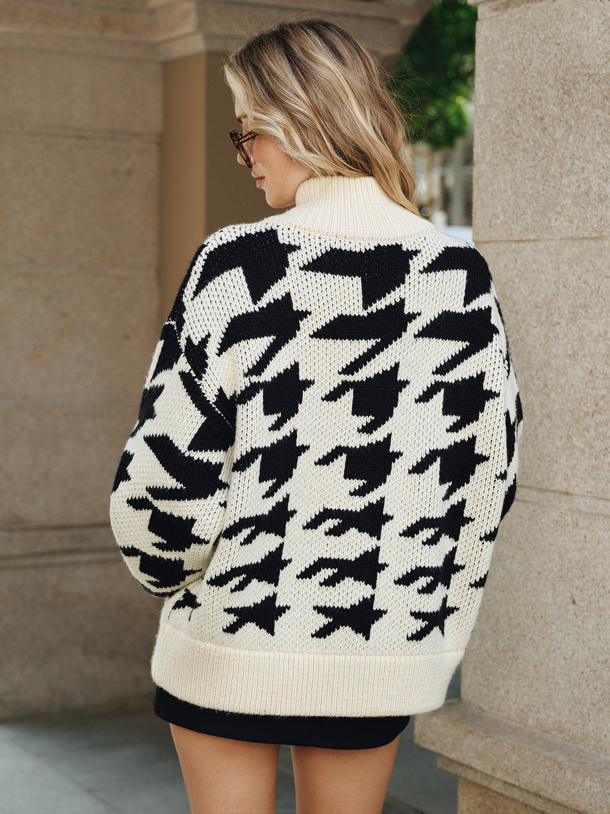 Houndstooth Toggle Cardigan