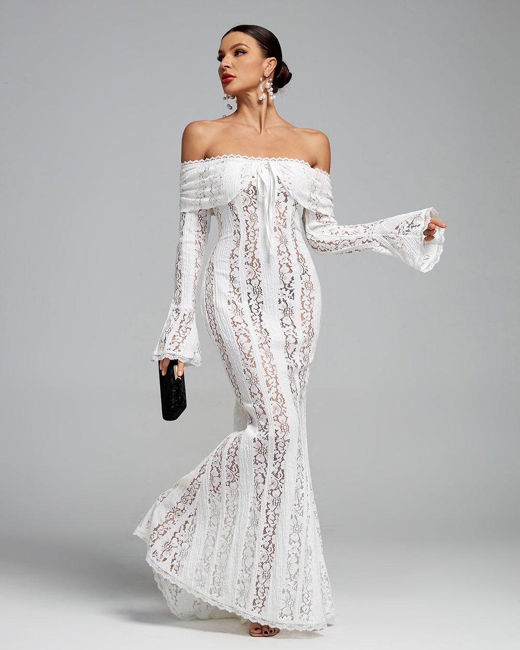 Lace Off Shoulder Maxi Dress