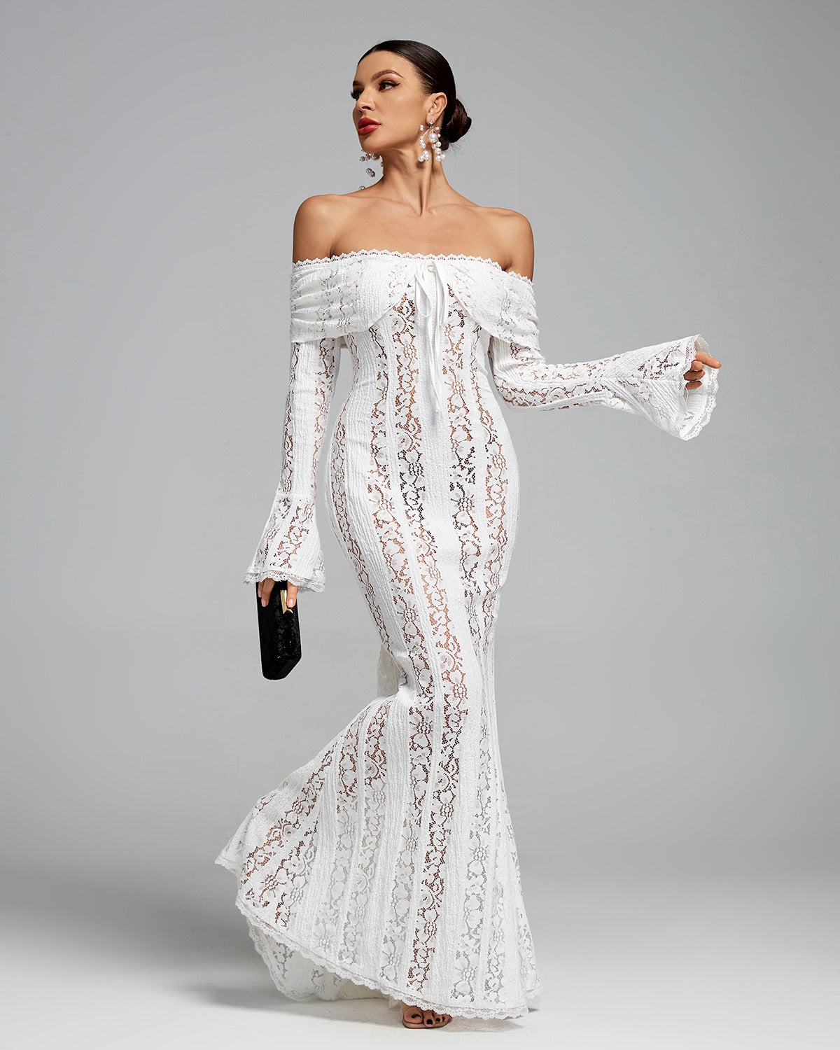 Lace Off Shoulder Maxi Dress