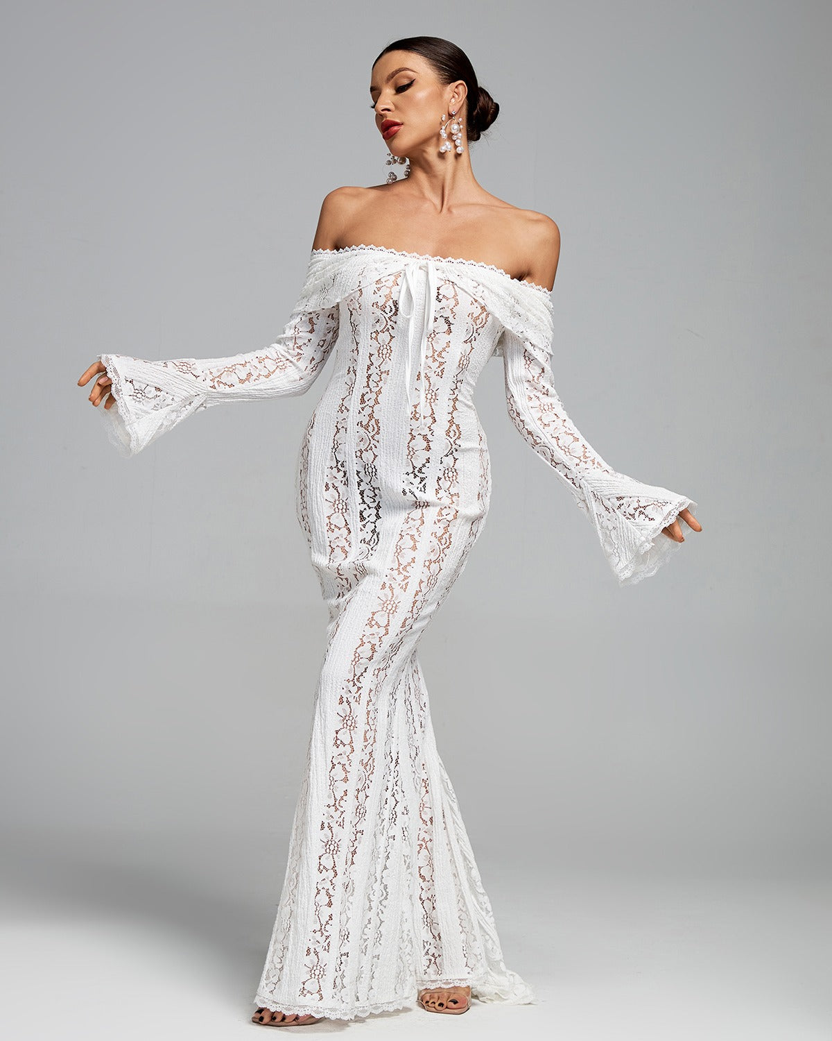 Lace Off Shoulder Maxi Dress