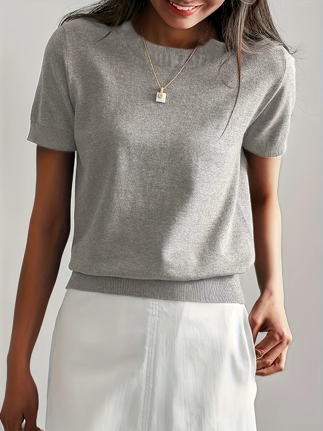Soft Knit Short Sleeve Sweater