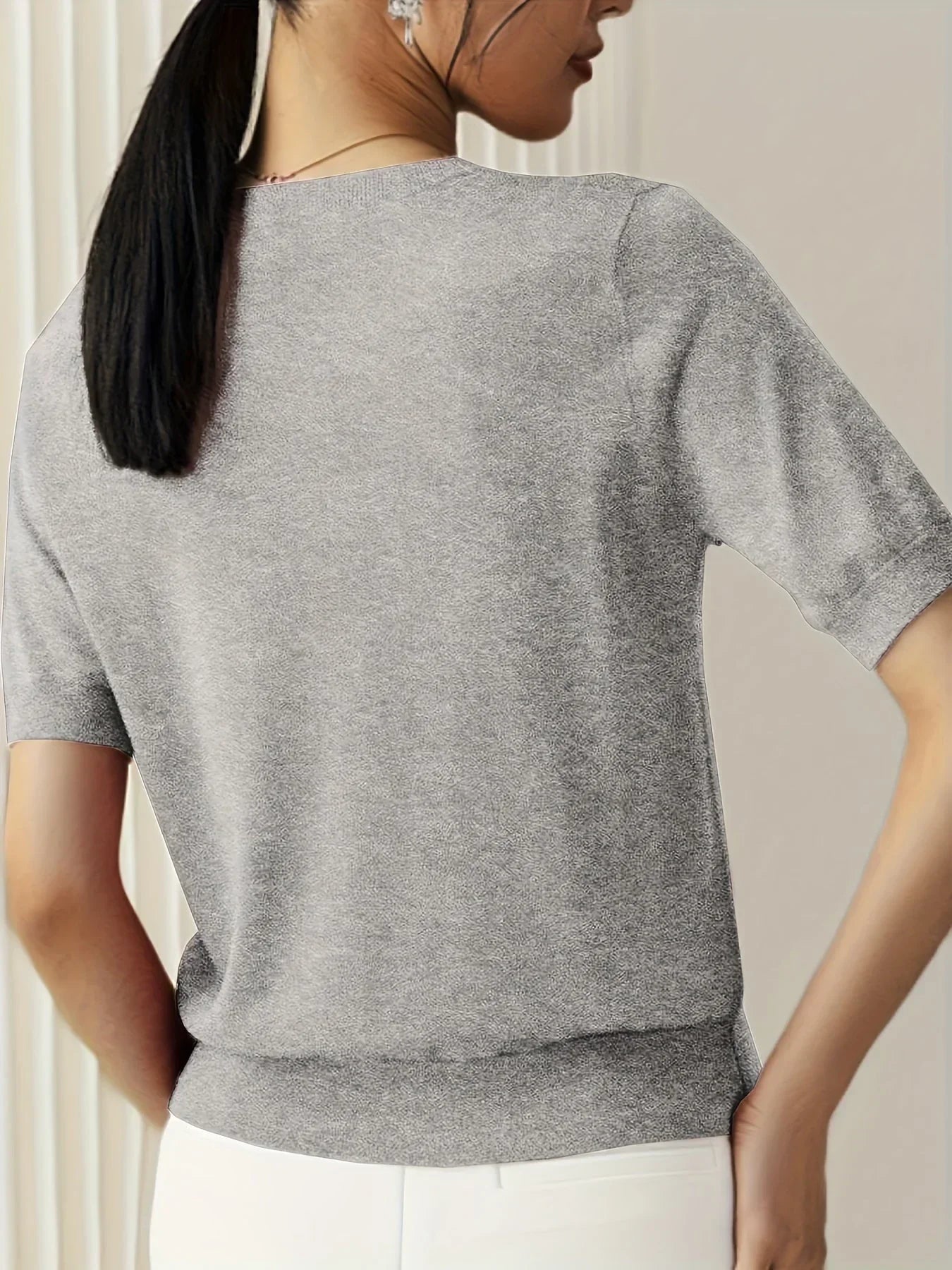 Soft Knit Short Sleeve Sweater