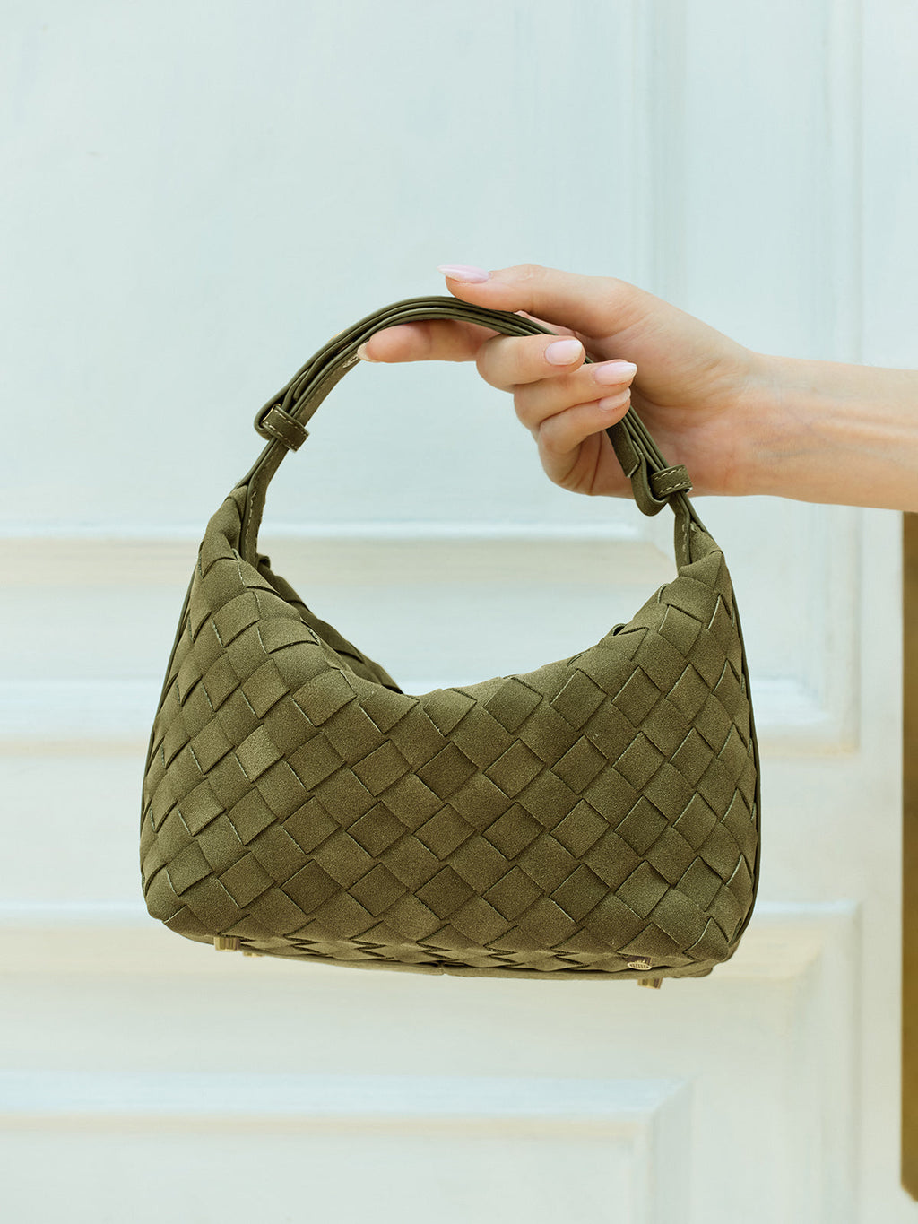 Woven Top Handle Shoulder Bag