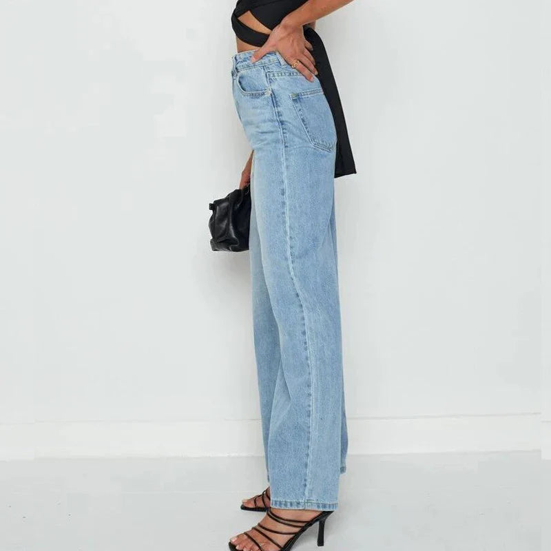 Wide-Leg Mid-Rise Jeans