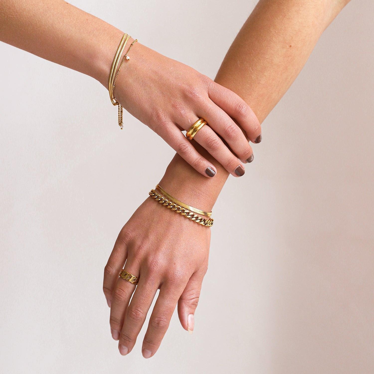 Waterproof Gold Herringbone Bracelet