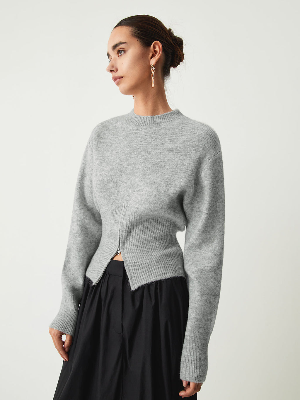 Ribbed Half-Zip Knit Sweater