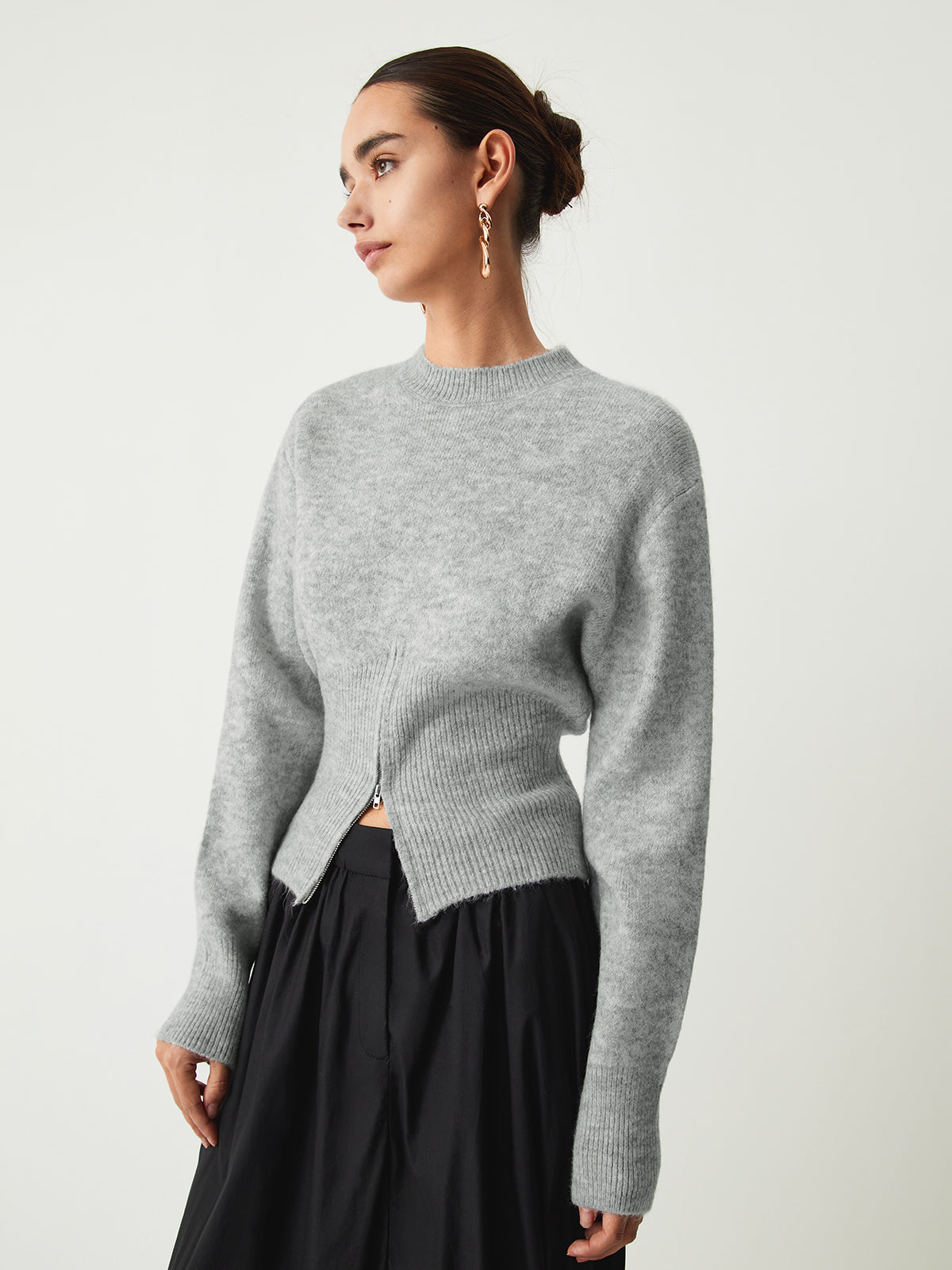 Ribbed Half-Zip Knit Sweater