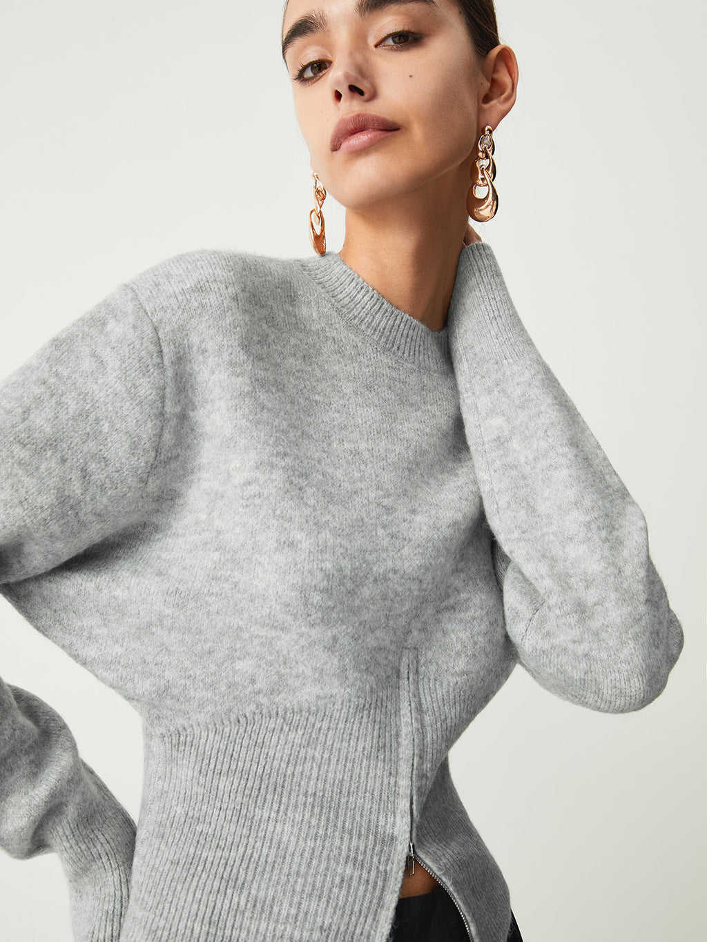 Ribbed Half-Zip Knit Sweater