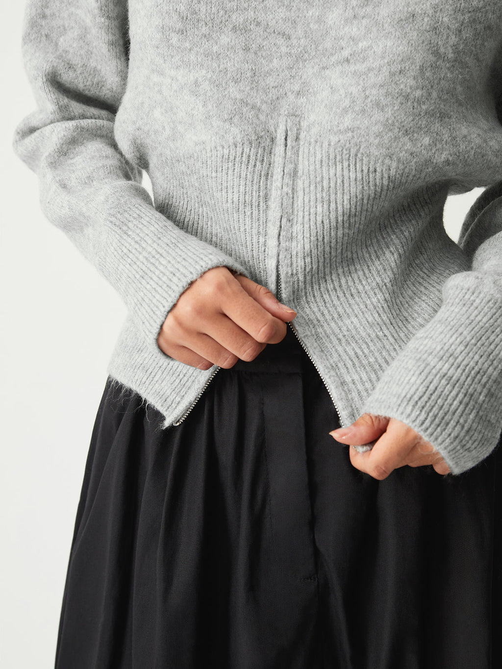 Ribbed Half-Zip Knit Sweater