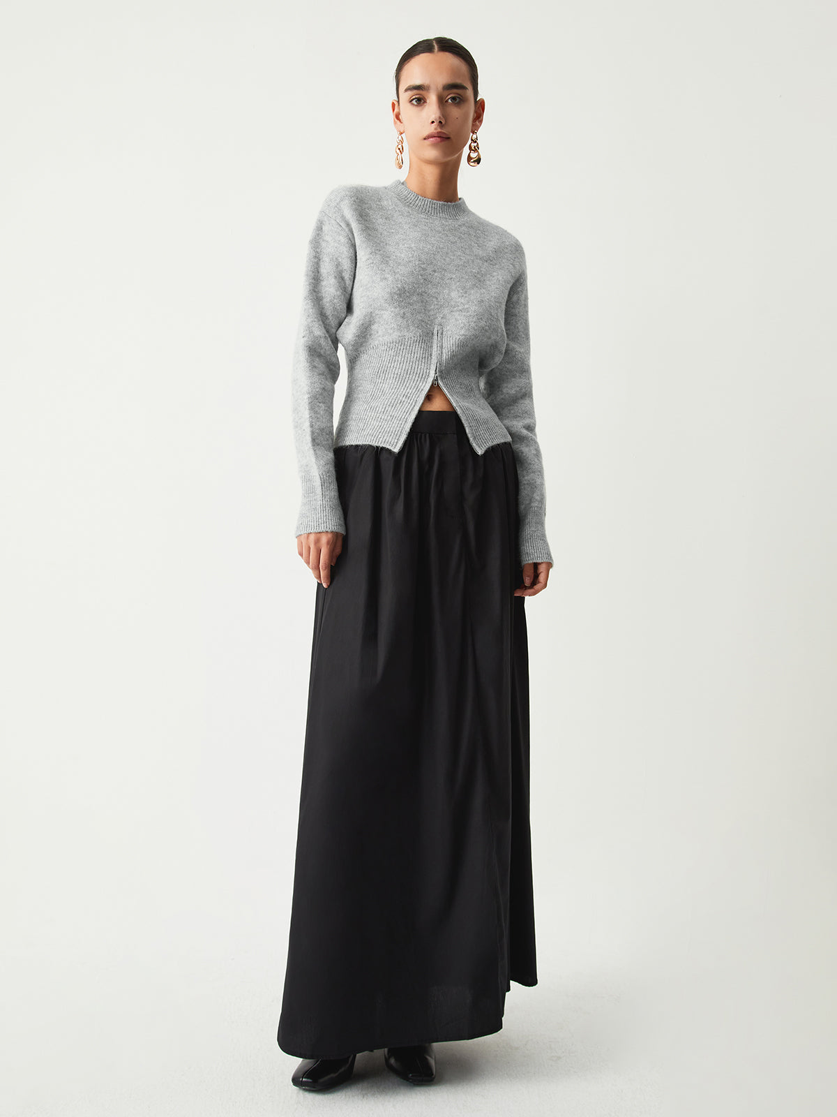 Ribbed Half-Zip Knit Sweater
