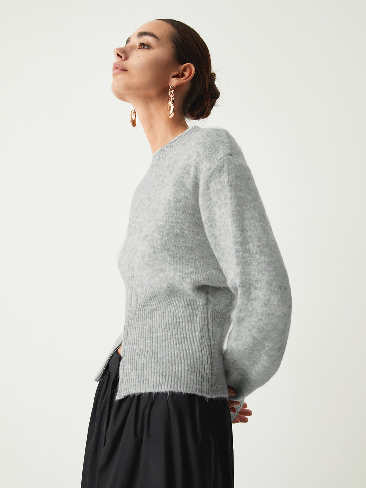 Ribbed Half-Zip Knit Sweater