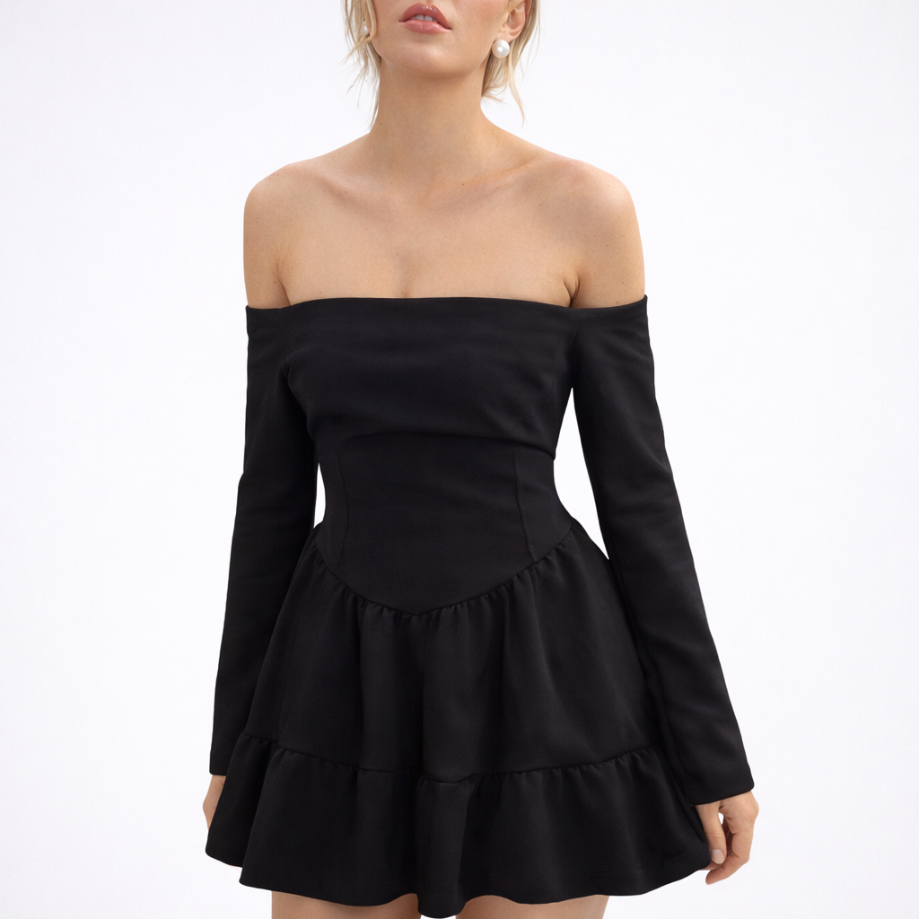 Off Shoulder Tiered Mini Dress