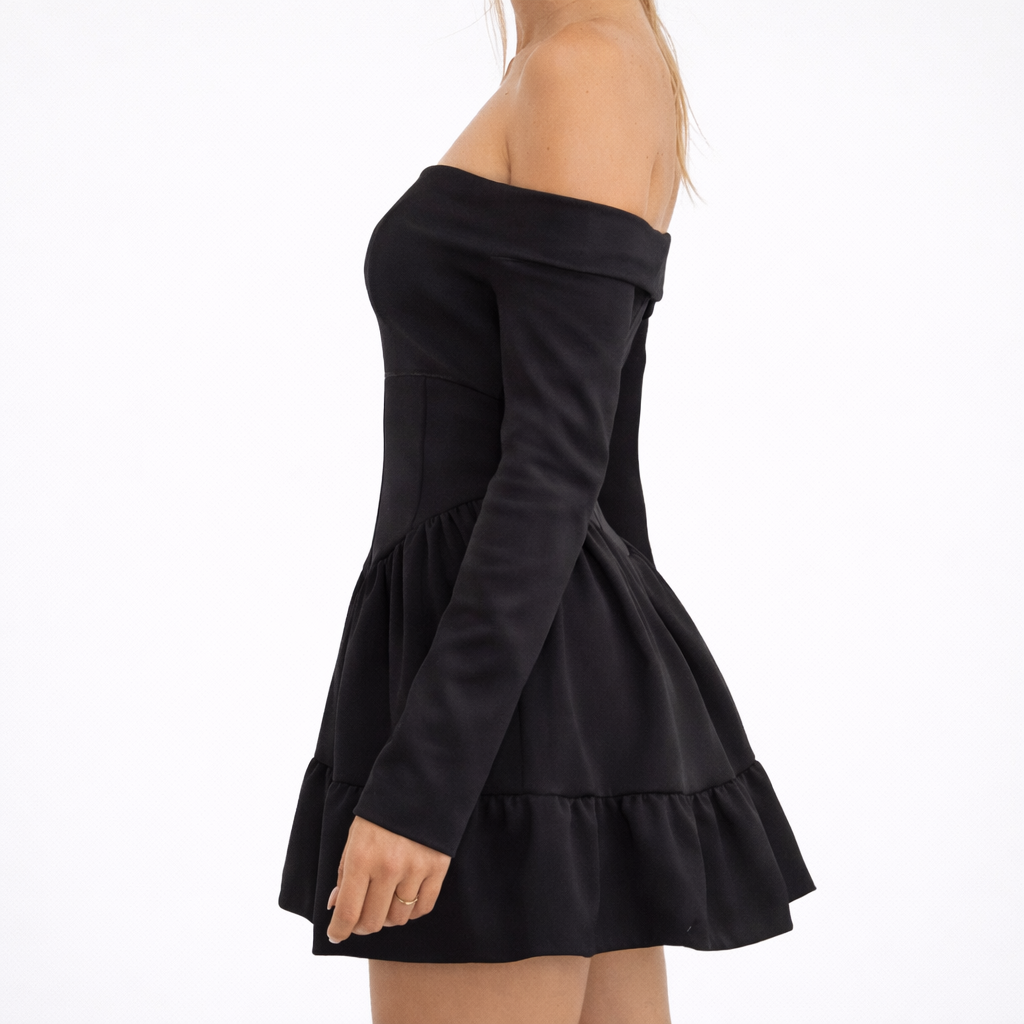 Off Shoulder Tiered Mini Dress