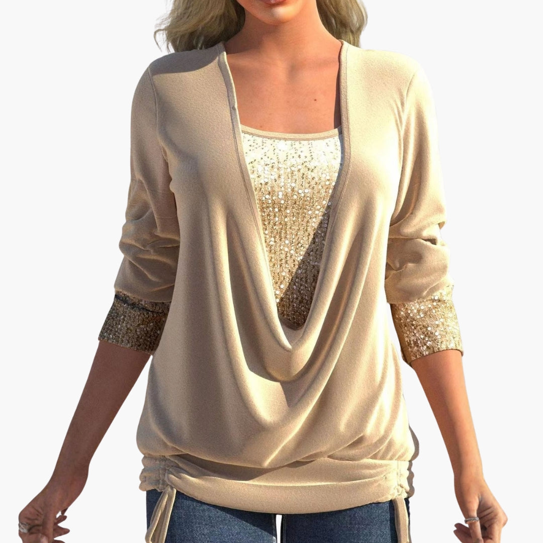 Long Sleeve Sequin Blouse
