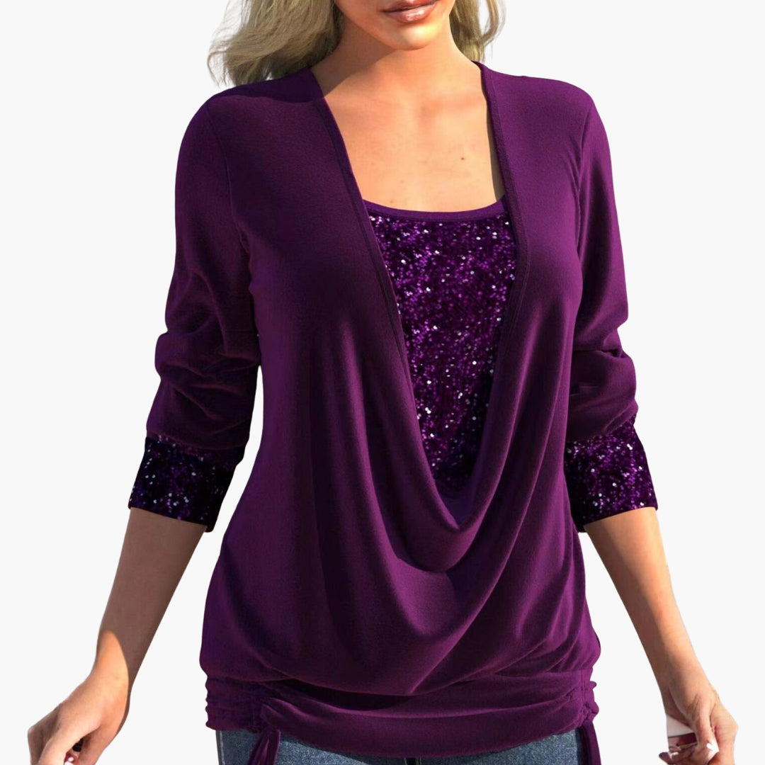 Long Sleeve Sequin Blouse
